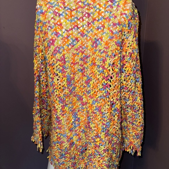 Design Options by Philip & Jane Gordon Boho Crochet Style Fringe Cardigan,‎ SZ M - Picture 5 of 9